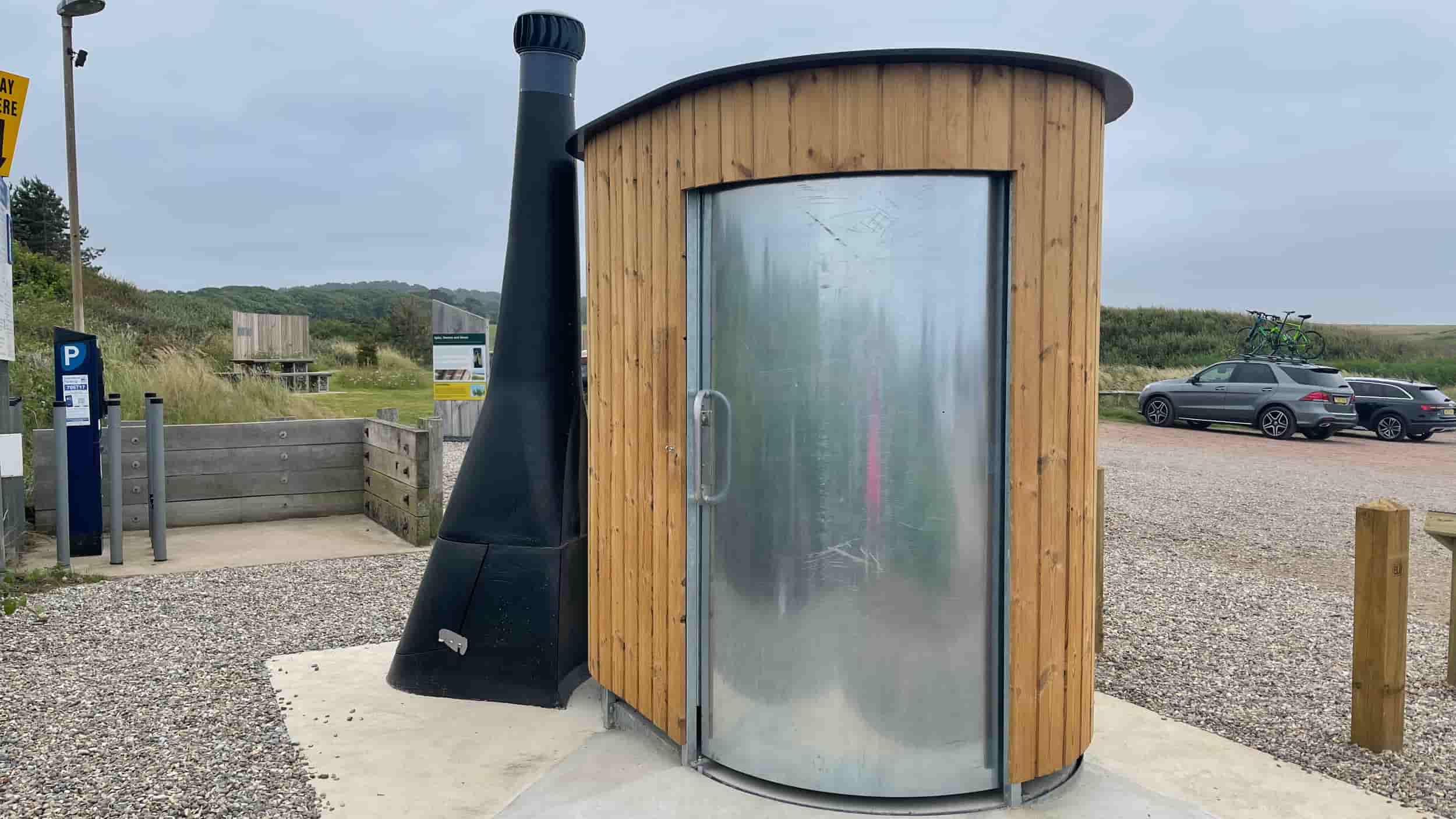 Kazuba KL2 on Weybourne beach car park, supplied by WooWoo Waterless Toilets